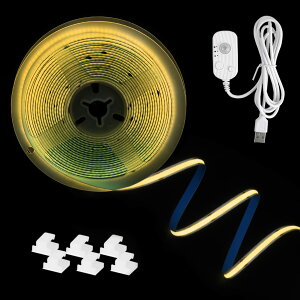 COB�e�[�v���C�g LED�X�g���b�v���C�g COB���P�x COB�e�[�v 5M 3000K USB���d�� �l�� ���� �Z���T�[�t�� �P�[�u���N���b�v�t�� ���ʃe�[�v ���� �䏊 �L�� ��t�ȒP �ؒf�\ �����\ ��h�� �d��