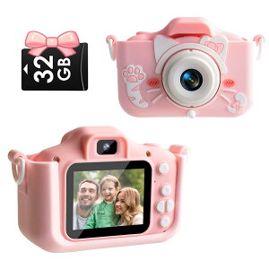 �L�b�Y�J���� �q���p�g�C�J���� 1080P HD ����J���� 32GB TF�J�[�h�t USB�[�d�� 2.0�C���` IPS��� 4�{�Y�[��?�f���A�������Y/�V���R���ی�P�[�X/�^�C�}�[�B�e/���B��@�\/�Q�[���@�\�t�� 3��?10��