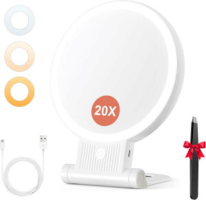 ���D�~���[ �� ��� �g�勾 20�{�Ɠ��{ 72��LED���C�g�t�� 3���F �܂肽���ݎ� �苾 ���邳���i�K���� �p�x�����\ USB�[�d�� 2000mAh��e�ʃo�b�e���[ ���ϋ� �n���h���X�^���h�~���[ ���/�݂�