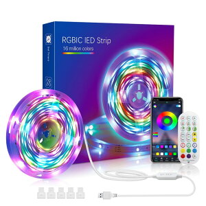 LED�e�[�v���C�g �J���[���C�g USB RGB 1600���̐F �������F APP���� 24�L�[�����R�� �ԐڏƖ� �Q�[���� �X�� �L�� �����O���� (5M)