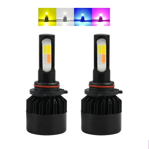 車用 LED フォグランプ HB4 9006 フォグ LEDバルブ イエロー ホワイト ブルー ピンク 4色 切り替え フォグライト ヘッドライト 汎用 LEDライト 黄色 3000K 白 6000K 青 フォグバルブ 12V 高輝度 COBチップ
