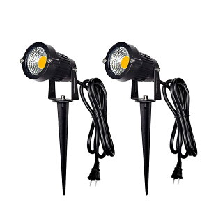 5W �d���F LED�K�[�f�����C�g 3000K 400LM�K�[�f���X�|�b�g���C�gIP65�h���K�[�f���Ɩ� �㉺���E�ɉ�]�\ ���i���C�g���Ő����C�g�뉀�Ɩ� 5�����Ԃ̎����i2�Z�b�g�j