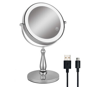 �g�勾 ���D�~���[���~���[ 8�C���` ���ʃ~���[ USB�[�d�� 10�{�g�勾 ���ϋ� LED���C�g�t���~���[ �X�^���h�~���[ ���a20cm ��㋾ ���ʋ� 10�{�Ɠ��{���ʋ� 3���邳���[�h ���i�K�����@�\ 