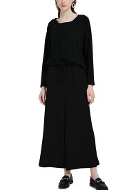 ＼5/30(木)まで先着50名3490⇒2370円～／ 楽天1位 セットアップ風 ワンピース セットアップ オールインワン 服 レディース レディースファッション ワイドパンツ ルームウェア 部屋着 着心地 長袖 Uネック ワンピース 春 春夏 夏 上下 カットソー sale lecielclair 母の日