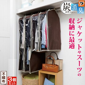 洋服カバー 不織布【送料無料】パッと見える炭入り消臭衣類カバー ショート 3個セット【あす楽対応】クローゼットの洋服の収納に 衣類収納カバー まとめて【 衣装カバー 洋服収納カバー 衣替え 】【衣替え】