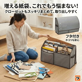 【本日、限定クーポンも！】＼紙袋がスッキリ！／活性炭入り 紙袋収納ボックス フタ付き 紙袋ストッカー 大容量 紙袋 ストック 手提げ紙袋 収納 紙袋入れ 仕分け 整理 分別 保管 収納ケース 便利グッズ