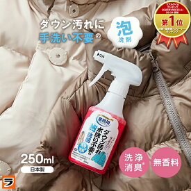 ダウン汚れ水洗い不要の泡洗剤 250ml 日本製 水のいらない泡洗剤 ダウン 汚れ落とし スプレー クリーニング屋さん 洗濯洗剤 アウター 襟汚れ洗剤 ダウンジャケットコート 消臭 ポイント洗い 洗濯用洗剤