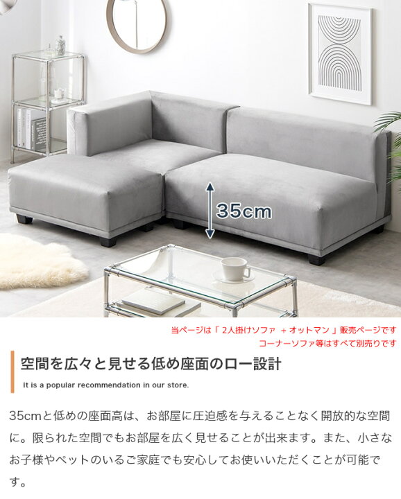 楽天市場】ソファ2点セット 2人掛けソファ1脚 オットマン1脚 合計2点 