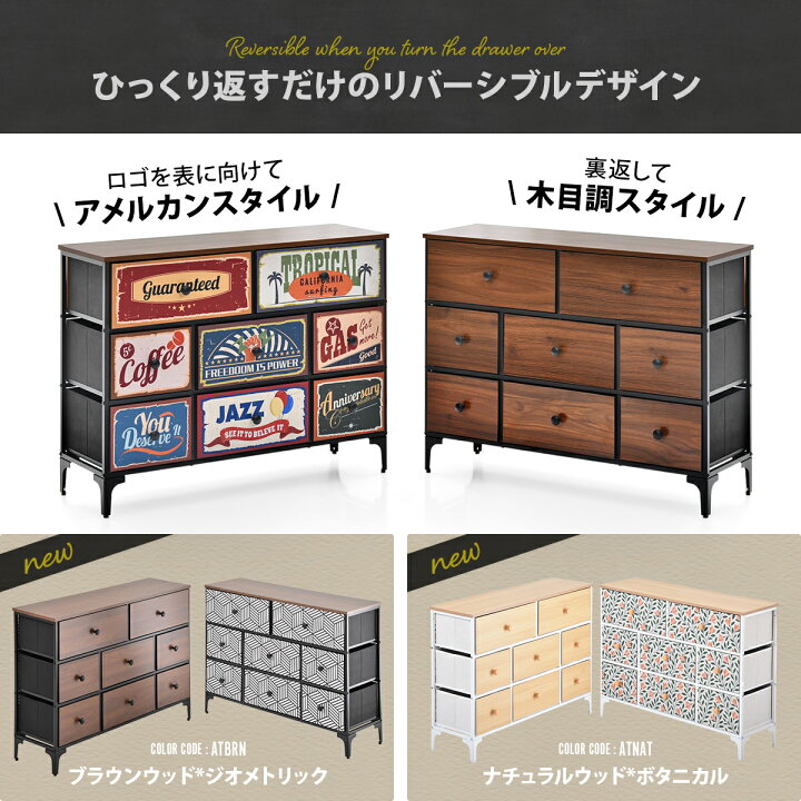 楽天市場】3段チェスト 引き出し8杯 102.5cm幅 ダークブラウン 収納 
