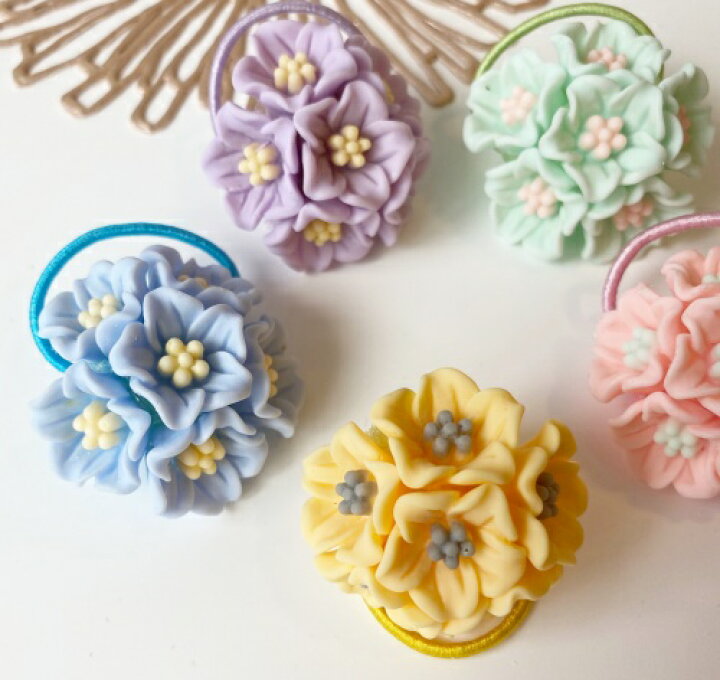 楽天市場 メール便 Baby Kids5color フラワーヘアゴム お花ゴム エレガント 花 ヘアアクセサリー 花ゴム プレゼント子供ヘアゴム かわいいヘアゴム 大人ファッション ピンク グリーン 結びやすい 珍しい デザイン プレゼント アクセサリー ル フルーヴ
