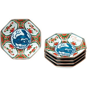 弥左ヱ門 銘々皿 万歴獅子 5 枚セット 木箱入