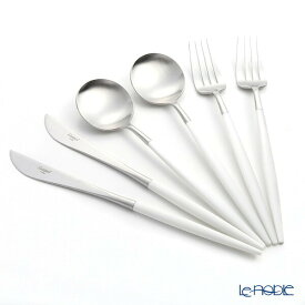 クチポール ゴア GOA ホワイト／シルバー テーブル6点セット マット仕上げ 【ブランドボックス付】 /// Cutipol ディナー カトラリーセット おしゃれ 高級 ブランド ステンレス インスタ映え 食器 // ギフト プレゼント 贈り物 結婚祝い 還暦祝い