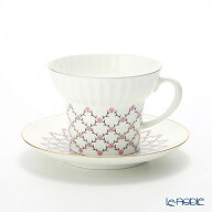 ロシア食器 インペリアル・ポーセリン ローズネット ティーカップ＆ソーサー 155ml /// カップアンドソー…