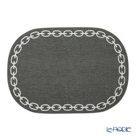 トルコ雑貨 アルテペレ チェーン プレースマット／ランチョンマット オーバル デニム調 グレー／ホワイト 32×45cm PVC加工合皮製 撥水加工 キッチン 用品 調理