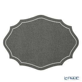 トルコ雑貨 アルテペレ カーリー プレースマット／ランチョンマット デニム調 グレー／ホワイト 35×48cm PVC加工合皮製 撥水加工 キッチン 用品 調理