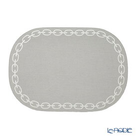 トルコ雑貨 アルテペレ チェーン プレースマット／ランチョンマット オーバル デニム調 ライトグレー／ホワイト 32×45cm PVC加工合皮製 撥水加工 キッチン 用品 調理