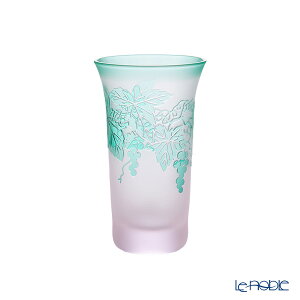 【P10倍・クーポン】太武朗工房/タブロー 彫刻硝子 夢柄子 ぶどう紋 一口ビールグラス ピンク/グリーン 120ml 3006 /// ビアグラス ビアタンブラー おしゃれ 高級 小さめ 小さい ミニ 手作り