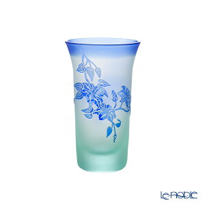 【P10倍・クーポン】太武朗工房/タブロー 彫刻硝子 夢柄子 鉄線紋 一口ビールグラス グリーン/ブルー 120ml 4106 /// ビアグラス ビアタンブラー おしゃれ 高級 小さめ 小さい ミニ 手作り 日