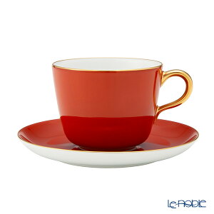 【P10倍・クーポン】大倉陶園 色蒔き ティーカップ&ソーサー/モーニング碗皿 295ml レッド 1071/26C プレゼント おしゃれ かわいい 食器 ブランド 結婚祝い 内祝い 出産内祝い 出産祝い 結婚