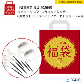 【数量限定 福袋 2026年】クチポール ゴア GOA ブラック／シルバー 8点セット テーブル／ディナーカトラリー 2人用【ラッピング不可】 クチポール Cutipol カトラリー ゴア ゴア カトラリーセット プレゼント