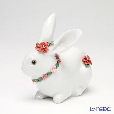楽天市場】【ポイント10倍】リヤドロ 花飾りの白ウサギ2