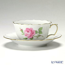 【P10倍・クーポン】マイセン (Meissen) ピンクのバラ 020110／00633 ティーカップ＆ソーサー 150ml /// カップアンドソーサー かわいい おしゃれ ブランド 高級 ドイツ 洋食器 磁器 花柄 アンティーク調 紅茶カップ // ギフト プレゼント 贈り物 誕生日 結婚祝い 還暦祝い