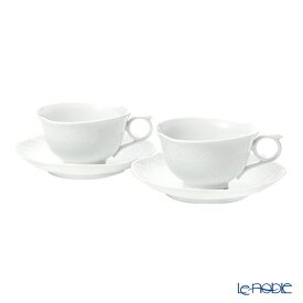 【P10倍・クーポン】マイセン (Meissen) 波の戯れホワイト 000001／29633 ティーカップ＆ソーサー 170ml ペア /// 2客セット カップアンドソーサー おしゃれ ブランド 高級 ドイツ 洋食器 白磁器 無地 紅茶カップ // ギフト プレゼント 贈り物 誕生日 結婚祝い 還暦祝い