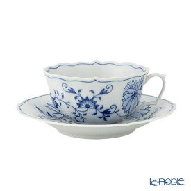 【P10倍・クーポン】マイセン (Meissen) ブルーオニオン 800101／00633 ティーカップ＆ソーサー 200ml /// カップアンドソーサー おしゃれ ブランド 高級 ドイツ 洋食器 磁器 花柄 青 紅茶カップ // ギフト プレゼント 贈り物 誕生日 結婚祝い 出産祝い 還暦祝い 退職祝い