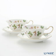 ウェッジウッド (Wedgwood) ワイルドストロベリー ティーカップ＆ソーサー(ピオニー)200ml ペア 【ブラン…