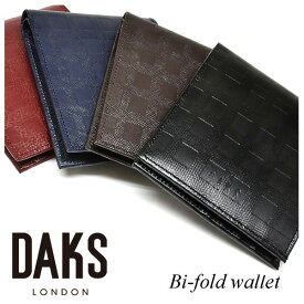 DAKS(ダックス)チェッカーエンボス 二つ折り財布小銭入れ無し 「ダックス」 DP25812