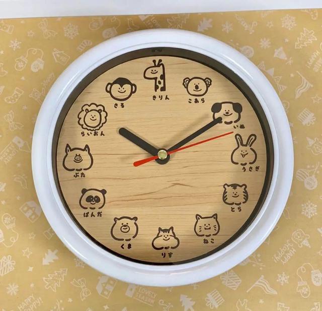 日本未発売 木目調 春の新作 Wall clock 動物さん シリーズ 知育玩具時計 壁掛け時計
