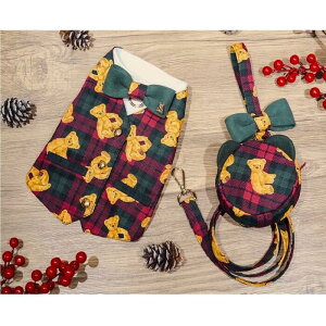 the Autumn & Winterハーネス 0〜6号 ワンピ タータンチェック テディベア ポーチ付き 秋冬 コットン 極小犬 パピー ハンドメイド ベア柄 小型犬 犬 猫 ペット 服 犬服 猫服 犬の服 猫の服 ウェア 超