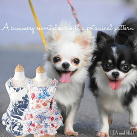 ボタニカル柄 ワンピース 小型犬サイズ XS～Lサイズ 夏服 バカンス アロハ柄 カジュアル リゾート コットン ドレス 極小犬 パピー 超小型犬 小型犬 猫 ワンピ フラワー かわいい ナチュラル ペット 服 犬服 猫服 犬の服 猫の服 洋服 ウェア オールシーズン 春夏 犬服夏