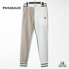 1PIU1UGUALE3 GOLF ウノピゥウノウグァーレトレ ゴルフ メンズ パンツ ゴルフウエア ウノピゥ CRAZY RIB PANTS ホワイト 白 ロゴ ブランド 日本製 秋冬 国内正規品 58300【送料無料】