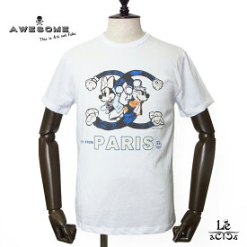 【クーポン対象】AWESOME オーサム Tシャツ メンズ プリント クルーネック カットソー 半袖 パロディ ブランド イタリア ホワイト 国内正規品 11000 【送料無料】【追跡可能メール便】