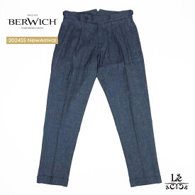 【スーパーSALE20%OFF】BERWICH ベルウィッチ SCOTCH スコッチ コットンリネン ストレッチ クロップド パンツ TS1233X スラックス ブルー メンズ 春夏 イタリア ブランド 国内正規品 37400【送料無料】