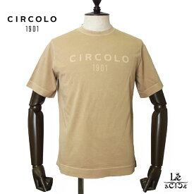 【ポイント10倍】CIRCOLO1901 チルコロ ロゴ プリント Tシャツ クルーネック カットソー メンズ コットン 半袖 テラコッタ ベージュ イタリア ブランド 春夏モデル 国内正規品 16500【送料無料】【追跡可能メール便】