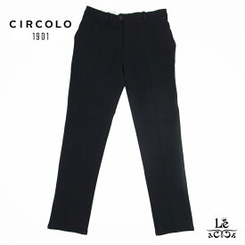 【クーポン対象】CIRCOLO1901 チルコロ パンツ メンズ 秋冬 ジャージー スラックス ブラック 黒 無地 セットアップ 裏起毛 EASY CN4007 イタリア ブランド 国内正規品 38500【送料無料】