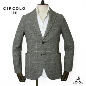 【ポイント5倍＆クーポン対象】【30％OFF】CIRCOLO1901 チルコロ1901 グレンチェック コットン シングル ジャケット 5204-499207 CN499 ライト フリース ブレザー ブラック 黒 秋冬 イタリア ブランド 国内正規品【送料無料】