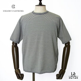 COLONY CLOTHING コロニークロージング 和紙 ボーダー ニット クルーネック Tシャツ カットソー 半袖 メンズ ネイビー ブランド 日本製 国内正規品 24200 【送料無料】