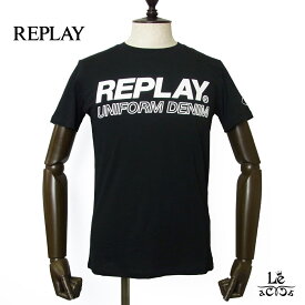 【ポイント5倍】REPLAY リプレイ Tシャツ ロゴ UNIFORM DENIM 半袖 クルーネック ブラック 国内正規品 8800【送料無料】【追跡可能メール便】