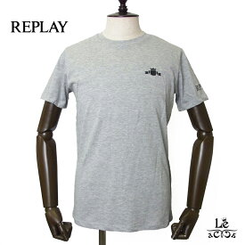 【ポイント5倍】REPLAY リプレイ Tシャツ メンズ クルーネック 半袖 カットソー コンパクト コットンジャージー ワンポイントT グレー イタリア ブランド 国内正規品 9900 【送料無料】【追跡可能メール便】