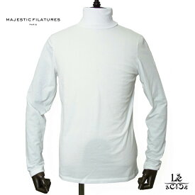 マジェスティック フィラチュール オム MAJESTIC FILATURES HOMME タートルネック カットソー Tシャツ メンズ 長袖 コットンストレッチ ホワイト ブランド 国内正規品 【送料無料】【追跡可能メール便】
