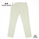 【ポイント5倍＆クーポン対象】【50％OFF】entre amis アントレアミ コットンパンツ 8188 2538 モールスキン ノープリーツ ストレッチ スリム クロップド丈 アンクル丈 ライトベージュ メンズ 秋冬 イタリア ブランド 国内正規品 35200【送料無料】