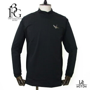 1PIU1UGUALE3 GOLF ウノ ピゥ ウノ ウグァーレ トレ ゴルフ モックネックシャツ 長袖 メンズ SAME COLOR MOCK GRT2632-GPU014 ブラック ロゴ 折り鶴 2025AW 秋冬 ゴルフウエア ブランド 国内正規品【送料無料