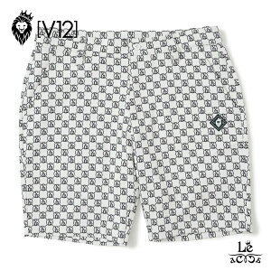 【5%OFFクーポン対象】V12 golf ヴィトゥエルヴ ゴルフ メンズ ショートパンツ モノグラム ロゴ MONOGRAM SHORTS V122410-HP08 ゴルフウエア パンツ ホワイト 白 ブランド 春夏 国内正規品 25300【送料無料