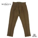 【6/30ポイント10倍】ベルウィッチ スコッチ BERWICH SCOTCH リネン パンツ 麻 スラックス クロップドパンツ 2プリーツ 無地 単色 ブラウン メンズ イタリア ブランド 春夏 国内正規品【送料無料】
