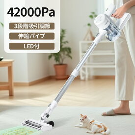 【3,500円OFFクーポン限定配布中】掃除機 コードレス サイクロン 42000pa 超吸引 コードレス掃除機 LEDランプ付き 伸縮パイプ 人気 強力吸引 3段階吸引 充電式 軽量 ハンディ掃除機 スティッククリーナー スティック掃除機 2way仕様 車用 PSE認証済