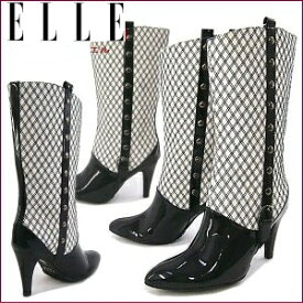 【訳あり・箱潰れ】 ELLE【 エル 】EPC 1226[BLAWHT] 光沢のあるエナメルアッパーで華やかさを演出！レディース ロング ブーツ ladies boots ●【207IHIH-23rfc】ロング丈　レディース レディース靴 ブーツ エナメル ブラック 黒 22.5cm 23.0cm 23.5cm 24.0cm 24.5cm