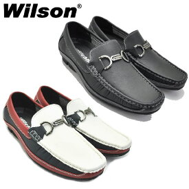 ウィルソン Wilson 8802 メンズシューズ カジュアルシューズ デッキシューズ ドライビングシューズ 紳士靴 スリッポン ビットローファー ブラック 紐なし靴 モカシン